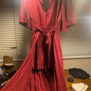 Burgundy romper dress